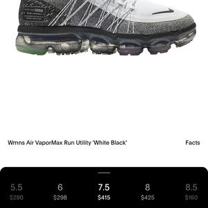 Nike Black and White Athletic Shoes with VaporMax Cushioning
